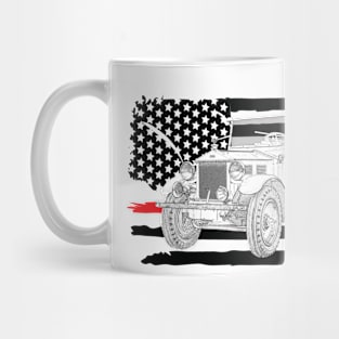 Vintage Fire Truck with Firefighter Flag Mug